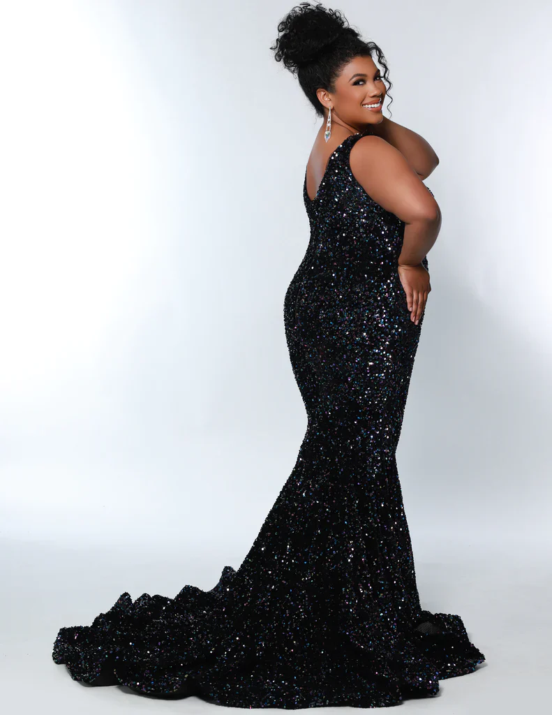 Sydney's Closet JK2308 Size 22 Cosmic Prom Dress Long Velvet Sequin Fitted Mermaid Plus Size Pageant Gown - Image 6