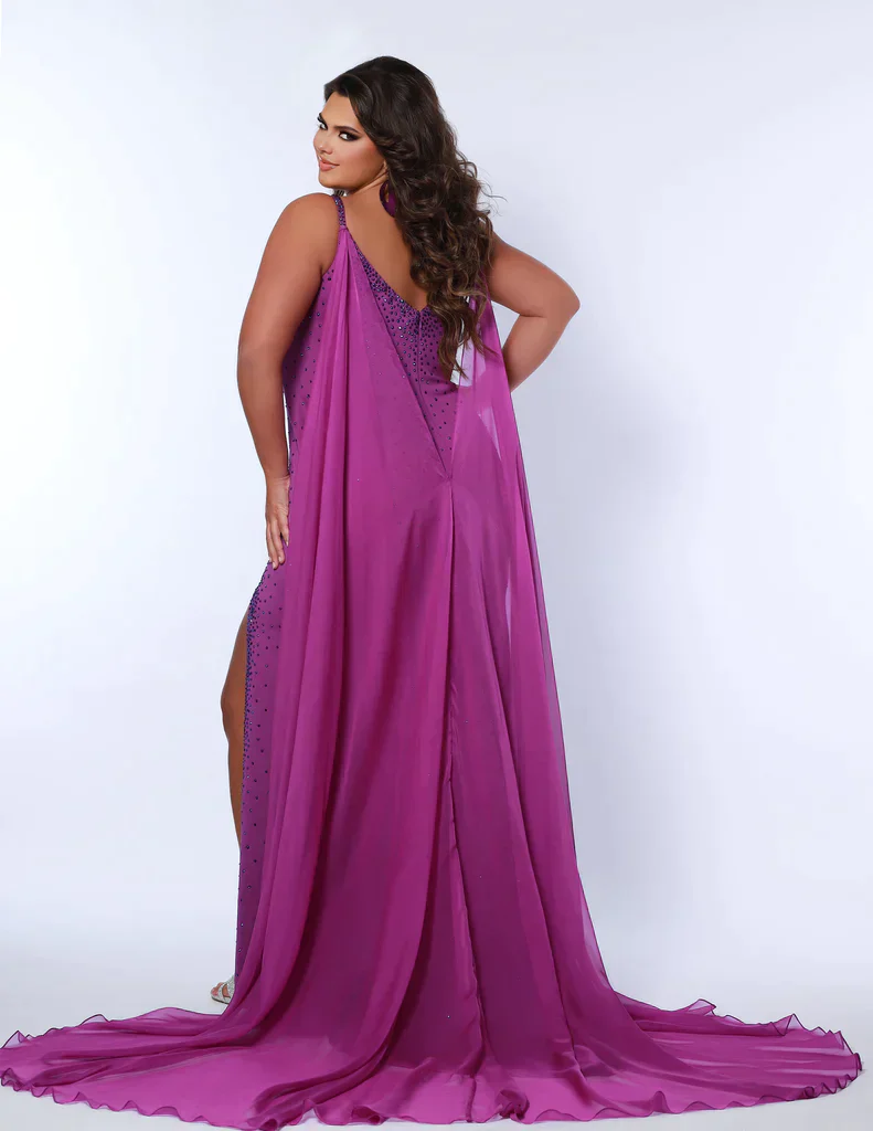 Sydney's Closet Johnathan Kayne JK1204 Chiffon Pageant Formal Cape Accessory Detachable - Image 3