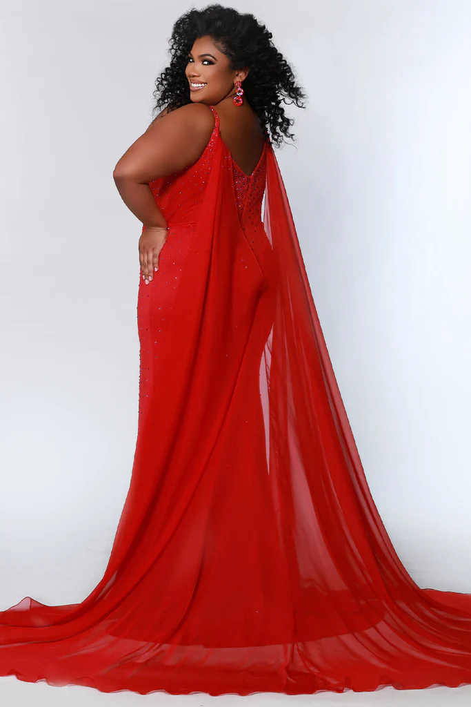 Sydney's Closet Johnathan Kayne JK1204 Chiffon Pageant Formal Cape Accessory Detachable - Image 8