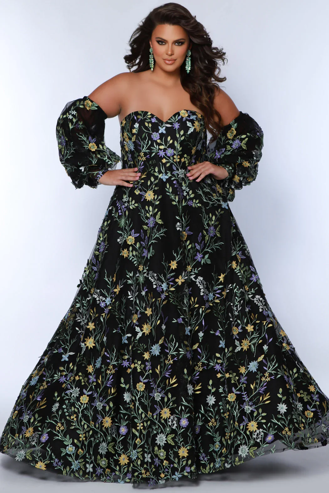 Sydneys Closet SC7381 Prom Dress Plus Size Flower Print - Image 7