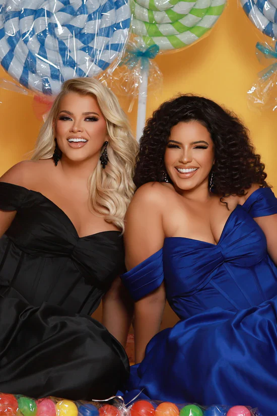 Sydneys Closet SC7400 Satin Prom Dress Plus Sized Corset A Line off the Shoulder Pockets Ballgown - Image 4