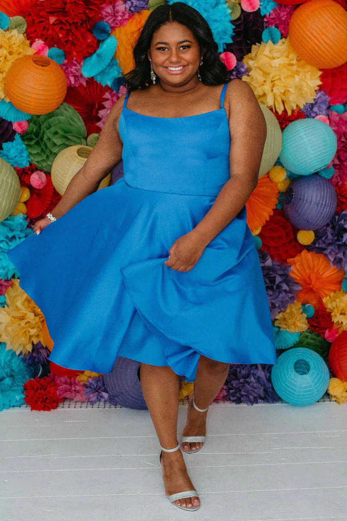Sydneys Closet SC8115 Size 16 Fuchsia Plus Size Satin A Line Formal Cocktail Dress Homecoming Pockets - Image 10
