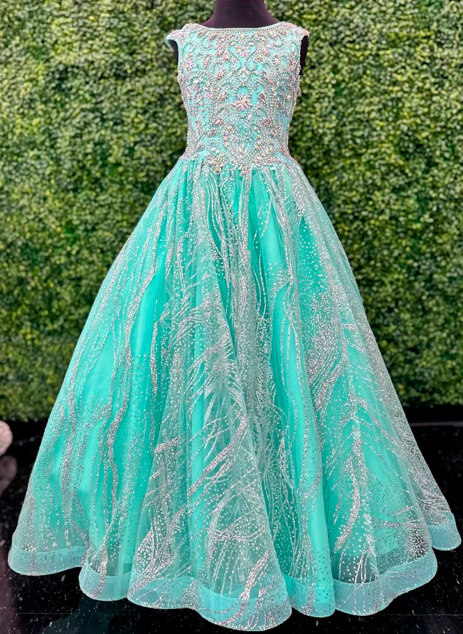 Tiffany Princess 13575 Girls Pageant Dress Crystal Glitter Ball Gown High Neck Crystal A Line - Image 3