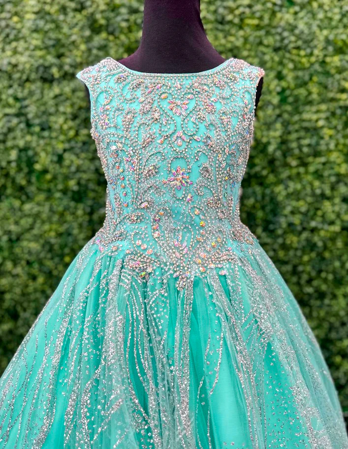 Tiffany Princess 13575 Girls Pageant Dress Crystal Glitter Ball Gown High Neck Crystal A Line - Image 4