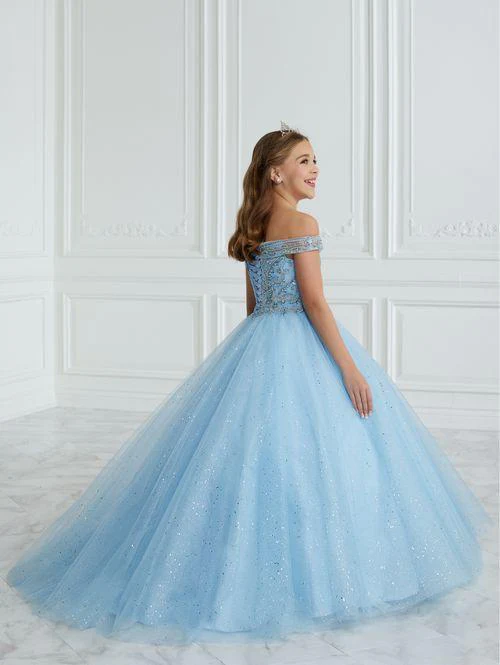 Tiffany Princess 13677 Girls Pageant Dress Beaded Glitter Bow A Line Formal Tulle Ball Gown - Image 3