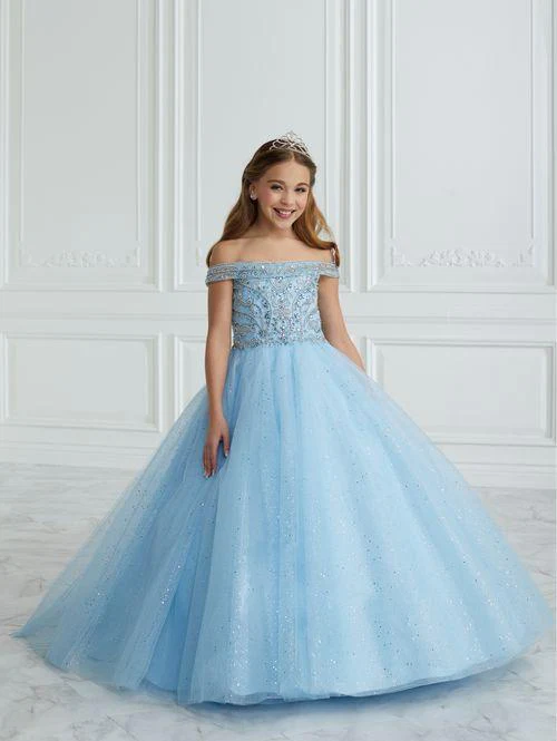 Tiffany Princess 13677 Girls Pageant Dress Beaded Glitter Bow A Line Formal Tulle Ball Gown - Image 5