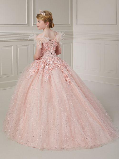 Tiffany Princess 13727 Girls Pageant Dress Feather Lace Ball Gown Shimmer Sequin Corset - Image 4
