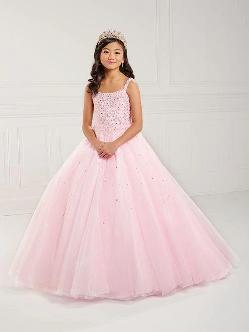 Tiffany Princess 13739 Size 2 White Girls Pageant Dress Tulle Pearl Beaded A Line Corset Ball Gown Preteen - Image 2