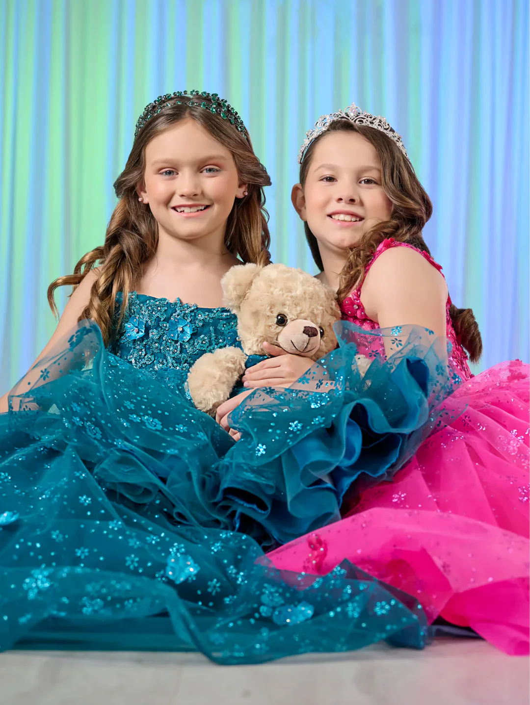 Tiffany Princess 13758 Girls Long Lace Pageant Dress Corset Floral Glitter Formal Ball Gown - Image 3