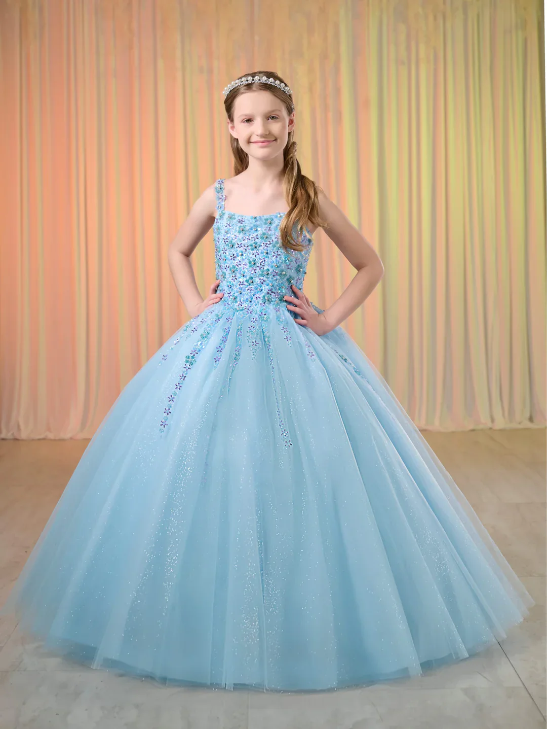 Tiffany Princess 13769 Girls Pageant Dress Shimmer Tulle Beaded A Line Tulle Corset Ballgown - Image 3