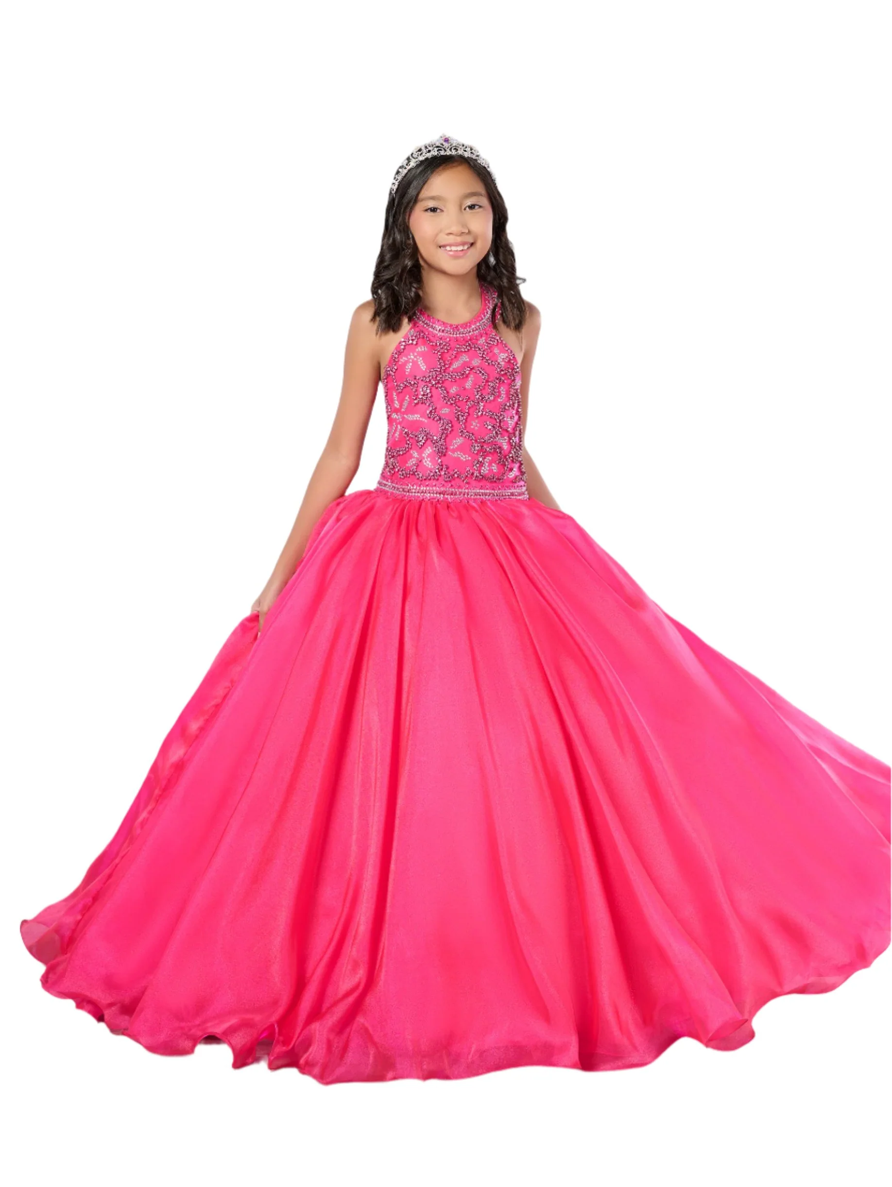 Tiffany Princess 13786 Size 6 Pink Girls Pageant Dress Crystal Bodice Ballgown A Line High Neck Formal - Image 4