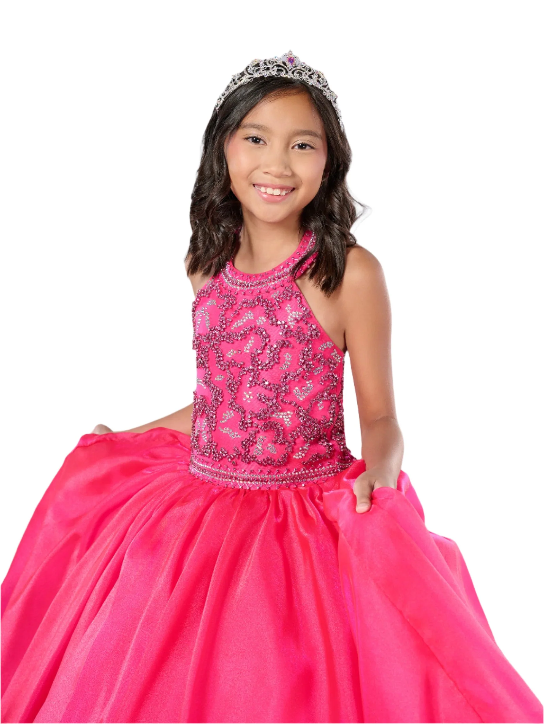 Tiffany Princess 13786 Size 6 Pink Girls Pageant Dress Crystal Bodice Ballgown A Line High Neck Formal - Image 6