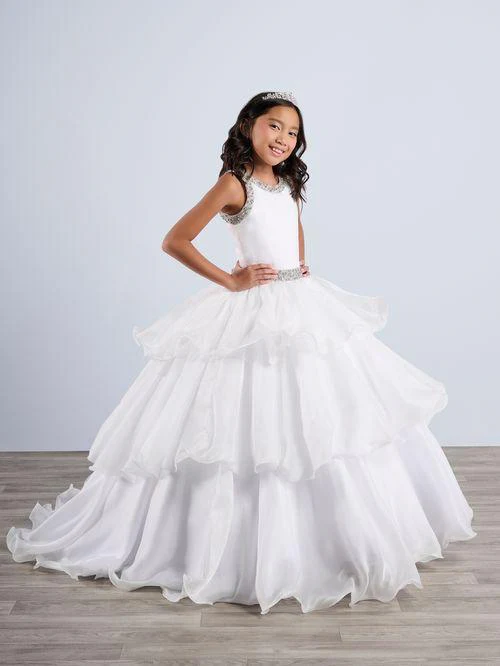 Tiffany Princess 13787 Ruffle Layer Girls Pageant Dress Backless High Neck Crystal Neckline - Image 4
