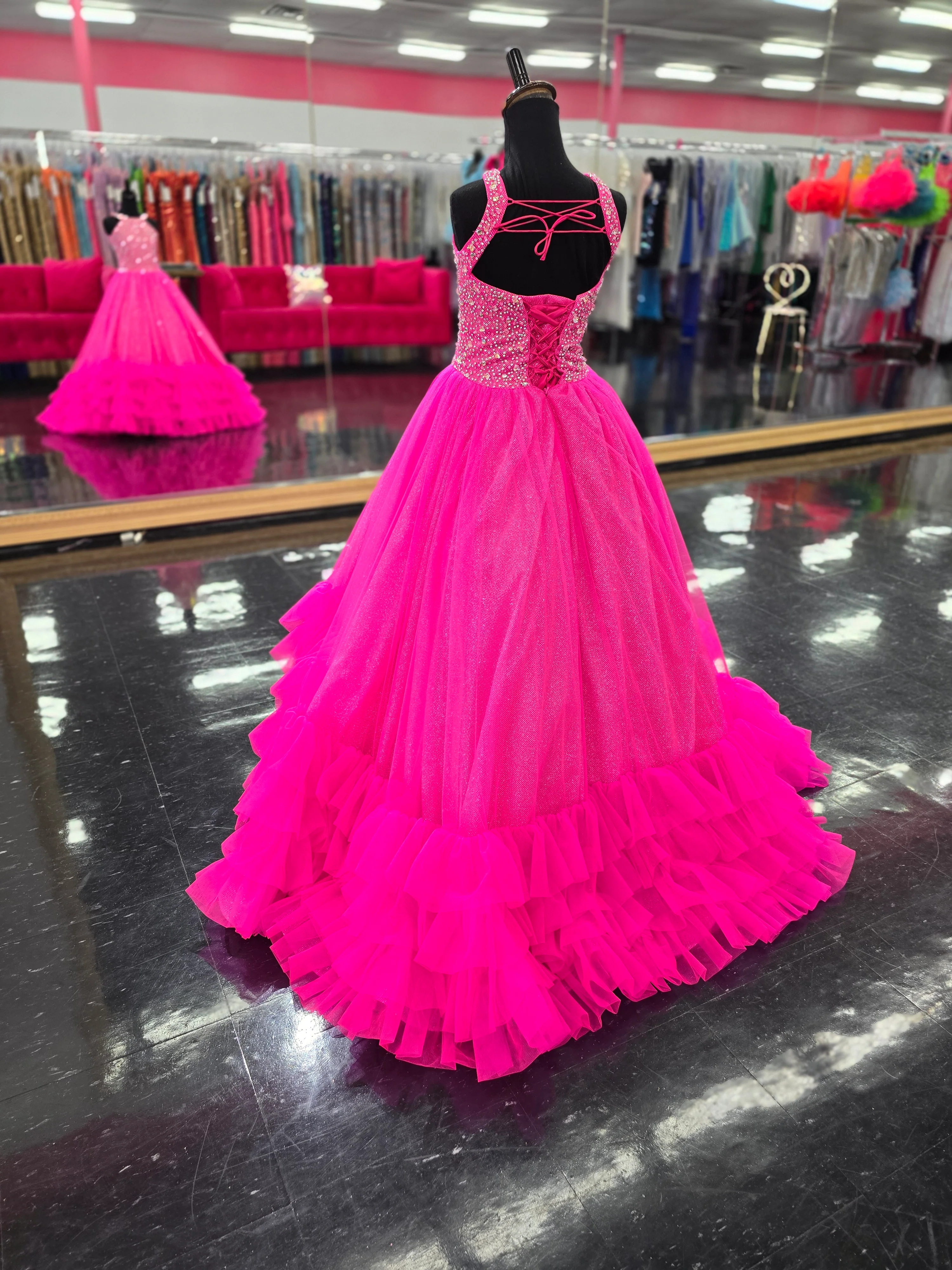Tiffany Princess 13795 Ruffle Skirt Girls Pageant Dress Crystal High Neck Backless Corset - Image 12