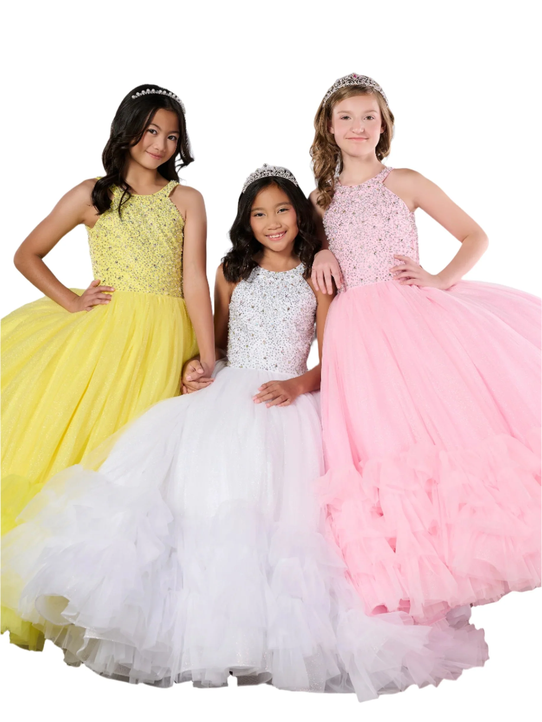 Tiffany Princess 13795 Ruffle Skirt Girls Pageant Dress Crystal High Neck Backless Corset - Image 2
