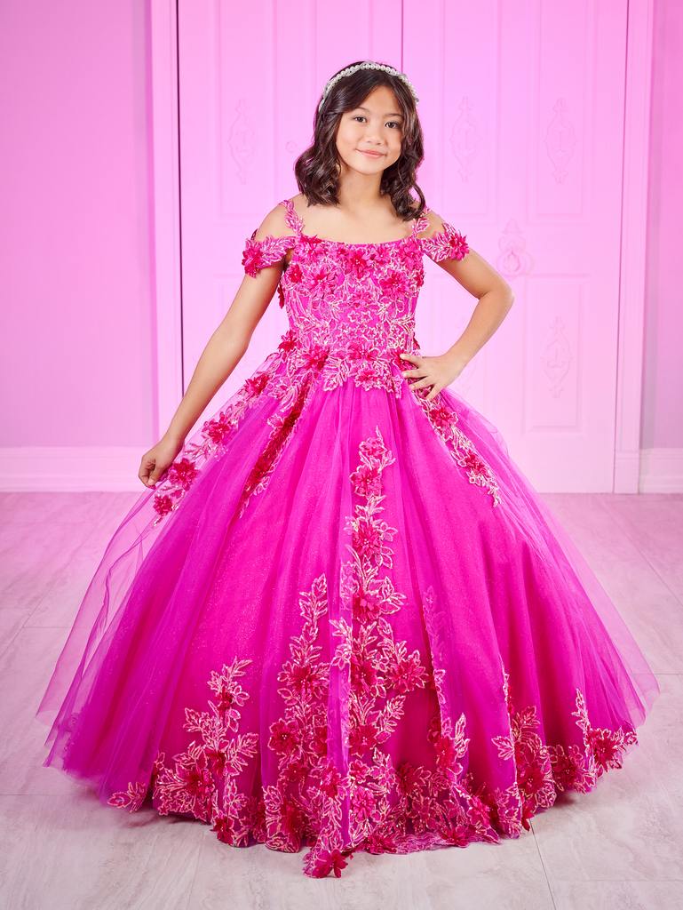 Tiffany Princess 80011MQ Girls Pageant Dress Sequin Lace Ballgown off the shoulder corset