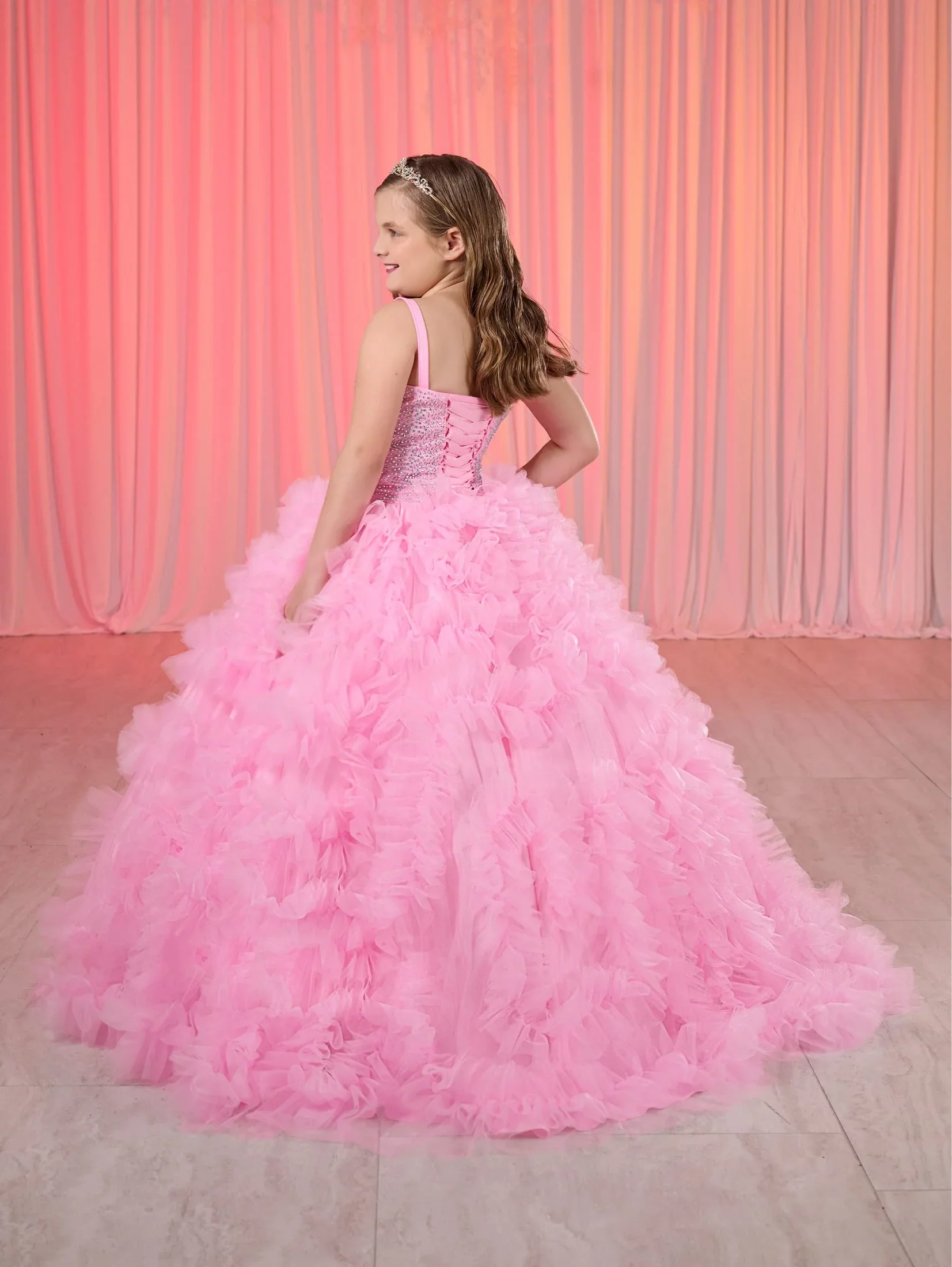Tiffany Princess 80023MQ Girls Ruffle Pageant Dress Corset Ball Gown Formal Crystal  bodice - Image 4