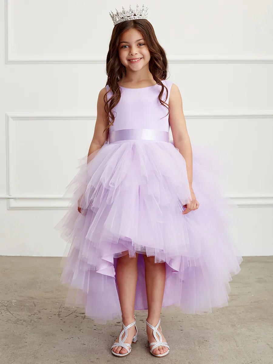 Tip Top 5658 Girls Layered Tulle High Low Skirt Formal Dress Satin Formal Gown Flower Girl - Image 10