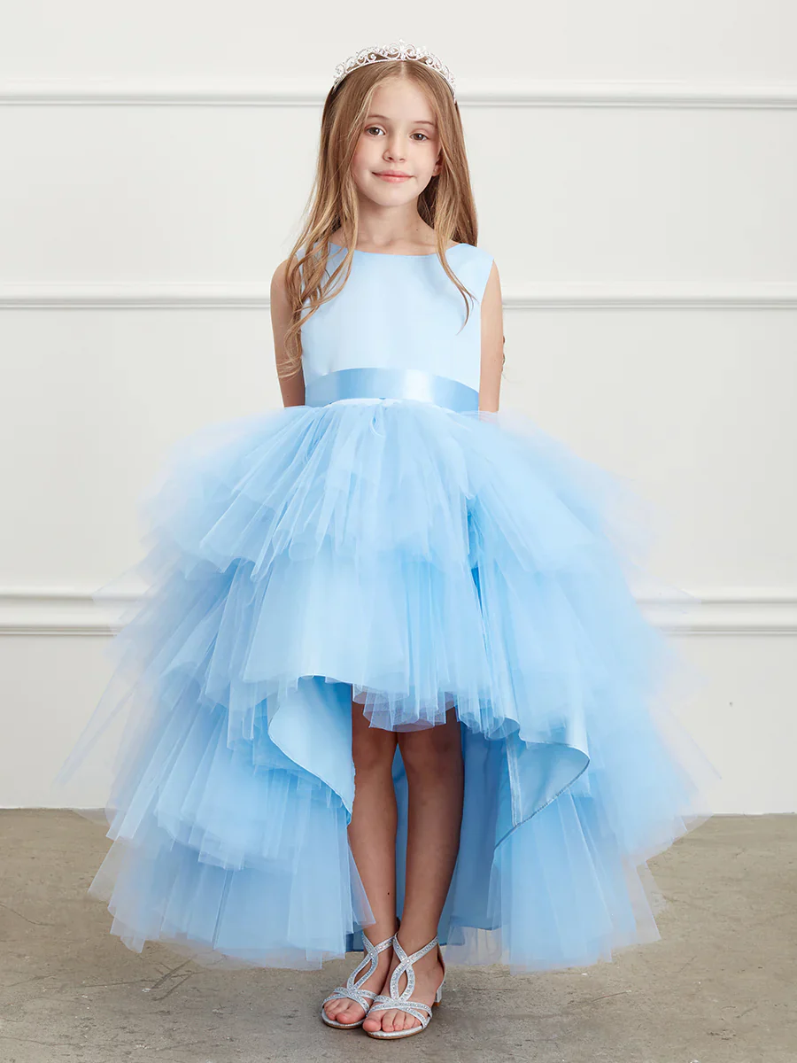 Tip Top 5658 Girls Layered Tulle High Low Skirt Formal Dress Satin Formal Gown Flower Girl - Image 11
