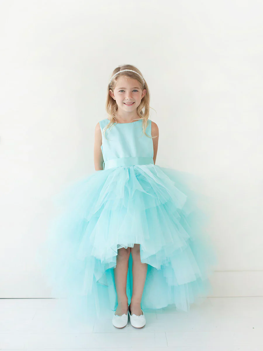 Tip Top 5658 Girls Layered Tulle High Low Skirt Formal Dress Satin Formal Gown Flower Girl - Image 13
