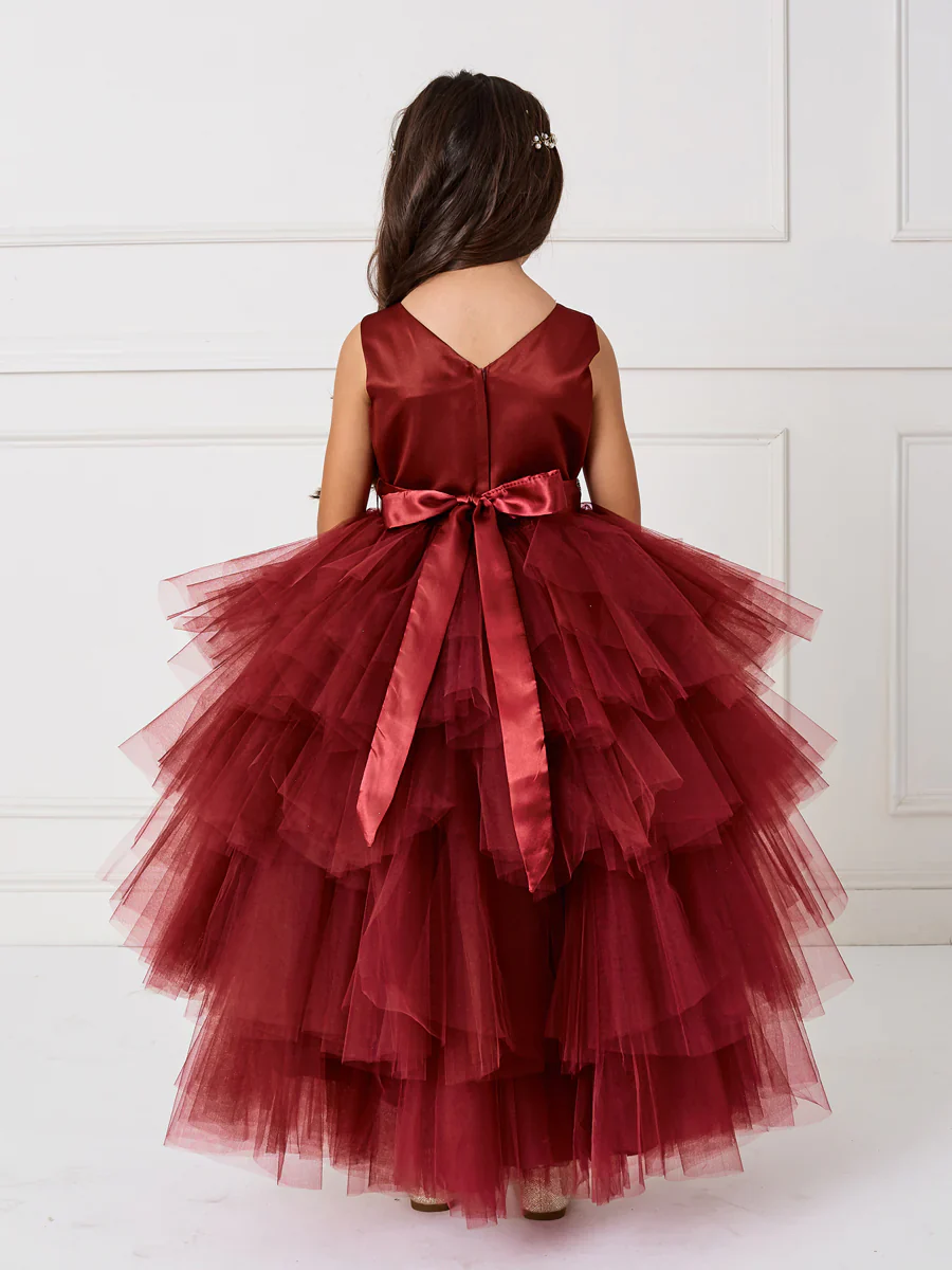 Tip Top 5658 Girls Layered Tulle High Low Skirt Formal Dress Satin Formal Gown Flower Girl - Image 20