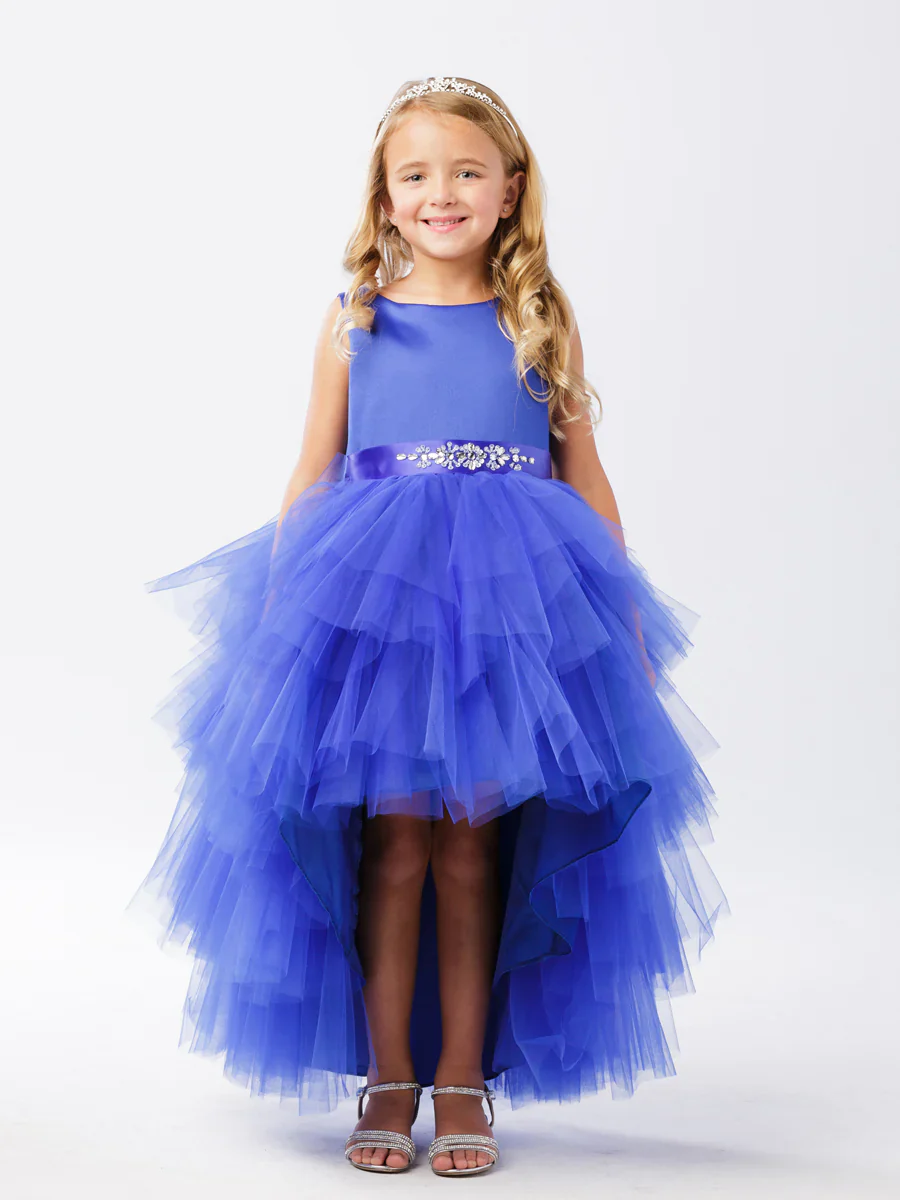 Tip Top 5658 Girls Layered Tulle High Low Skirt Formal Dress Satin Formal Gown Flower Girl - Image 8