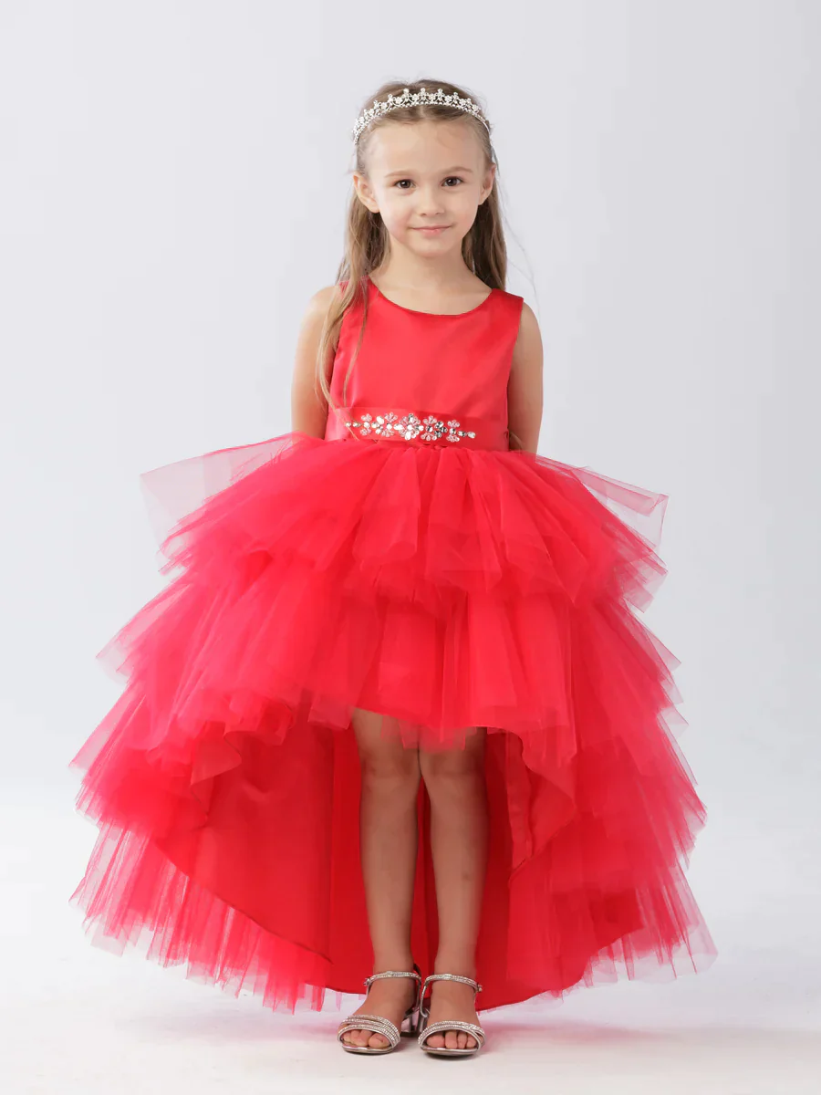 Tip Top 5658 Size 10 Aqua Girls Layered High Low Dress Formal - Image 6