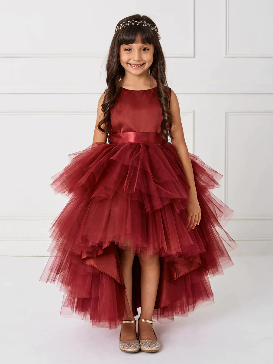 Tip Top 5658 Size 10 Aqua Girls Layered High Low Dress Formal - Image 7