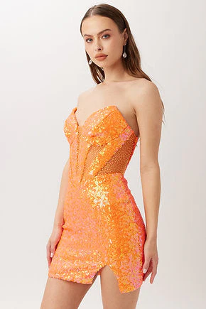 VIENNA Prom 60100 Light Multi Homecoming Dress Size 8 White Sequin Cocktail - Image 12