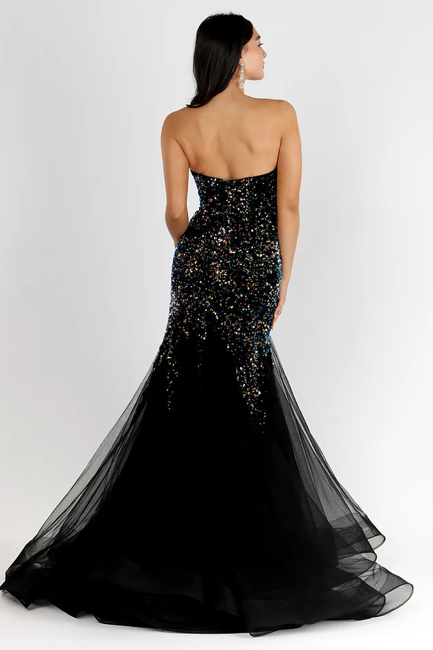 Vienna Prom 82030 Size 10 Multi Strapless Mermaid Prom Dress Sequin Tulle Gown - Image 2