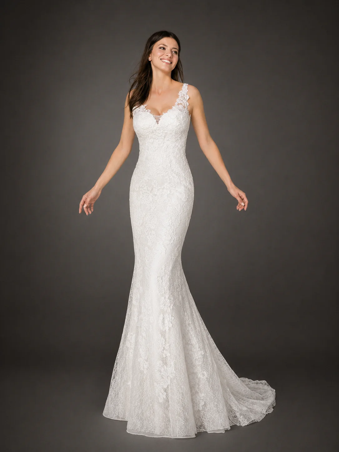 White One CHRIS Size 10 Mermaid wedding Dress Lace Bridal