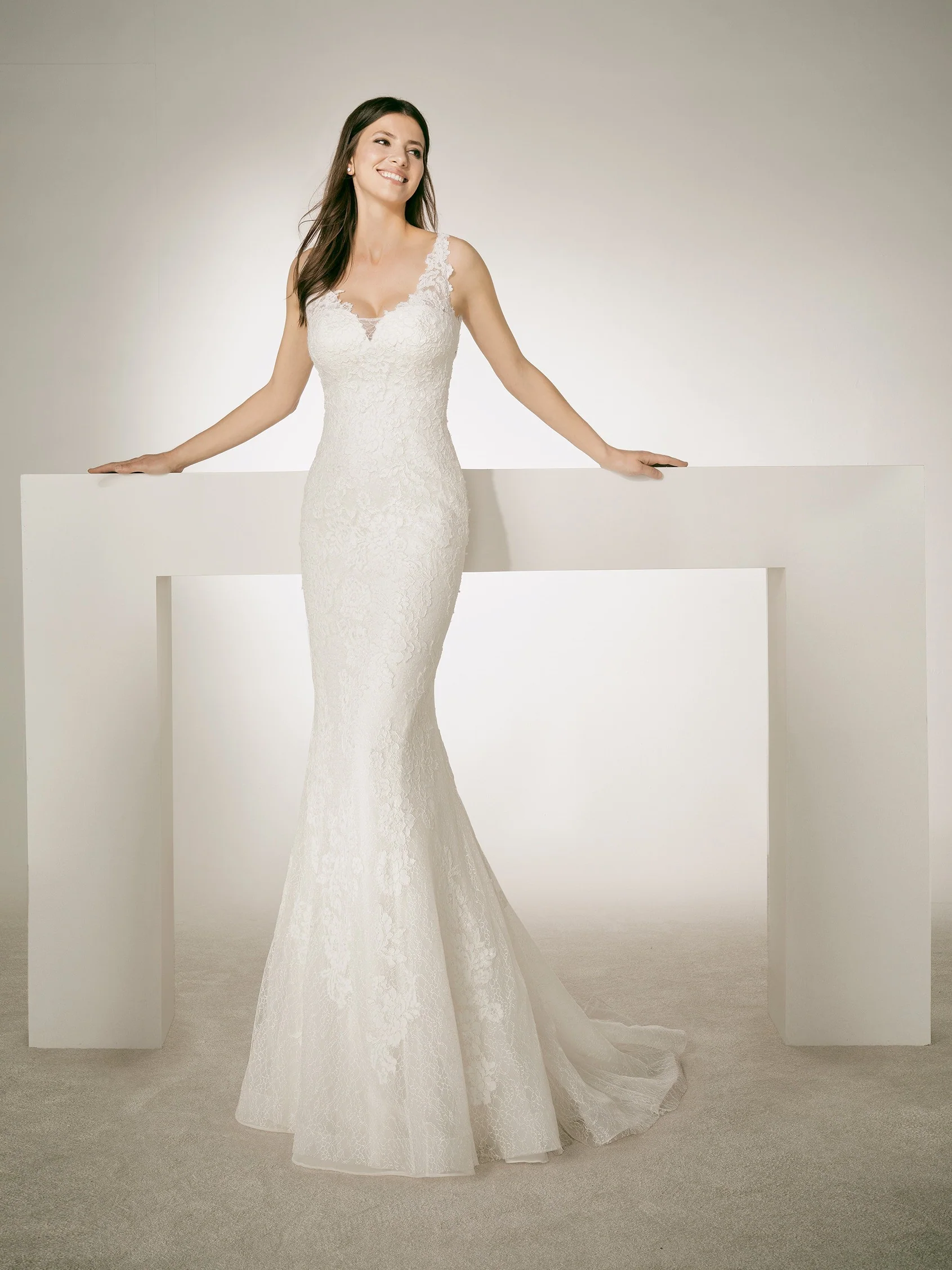 White One CHRIS Size 10 Mermaid wedding Dress Lace Bridal - Image 3