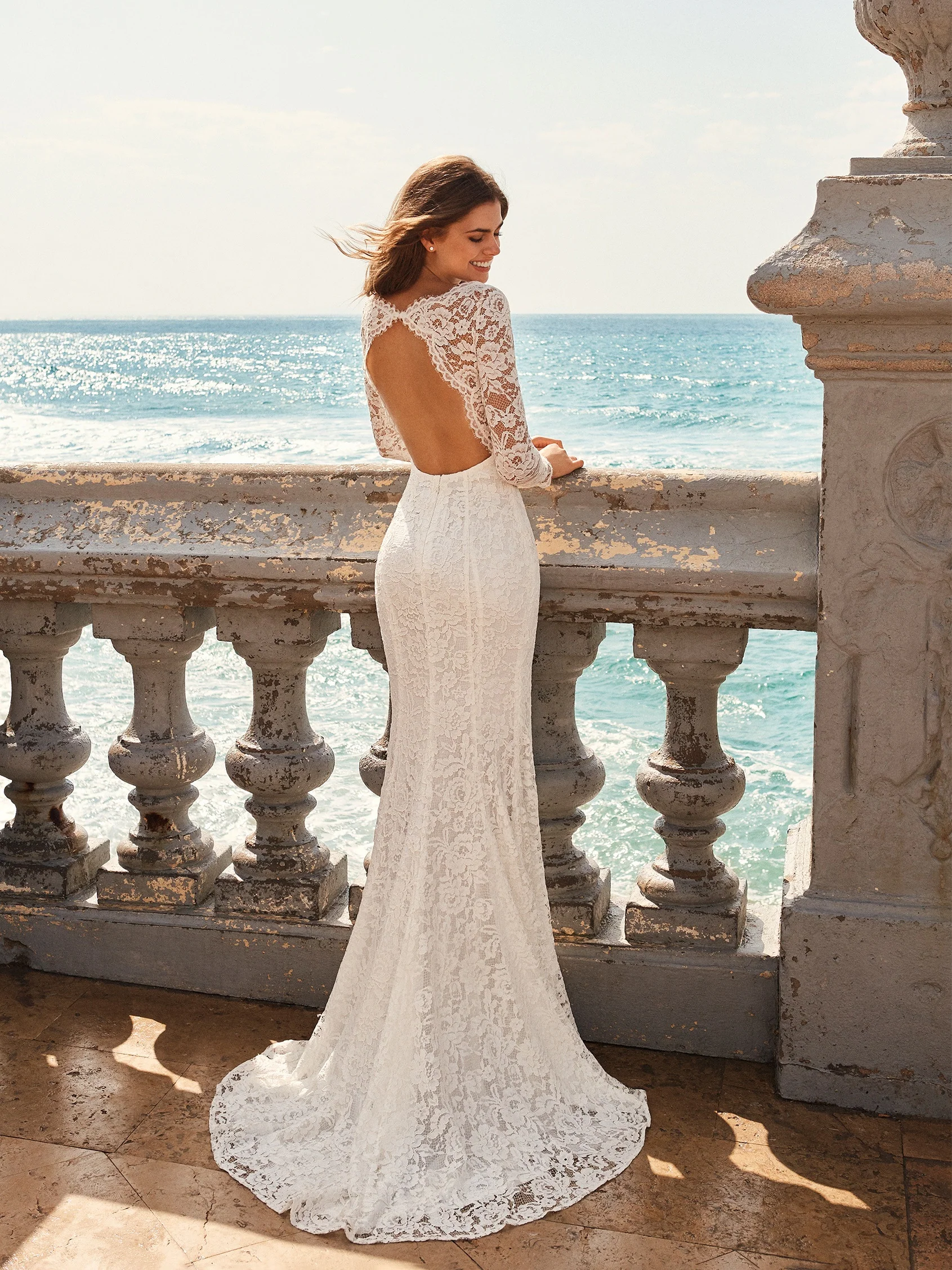 White One JIANNA Size 10 Wedding Dress Lace Mermaid Bridal - Image 2