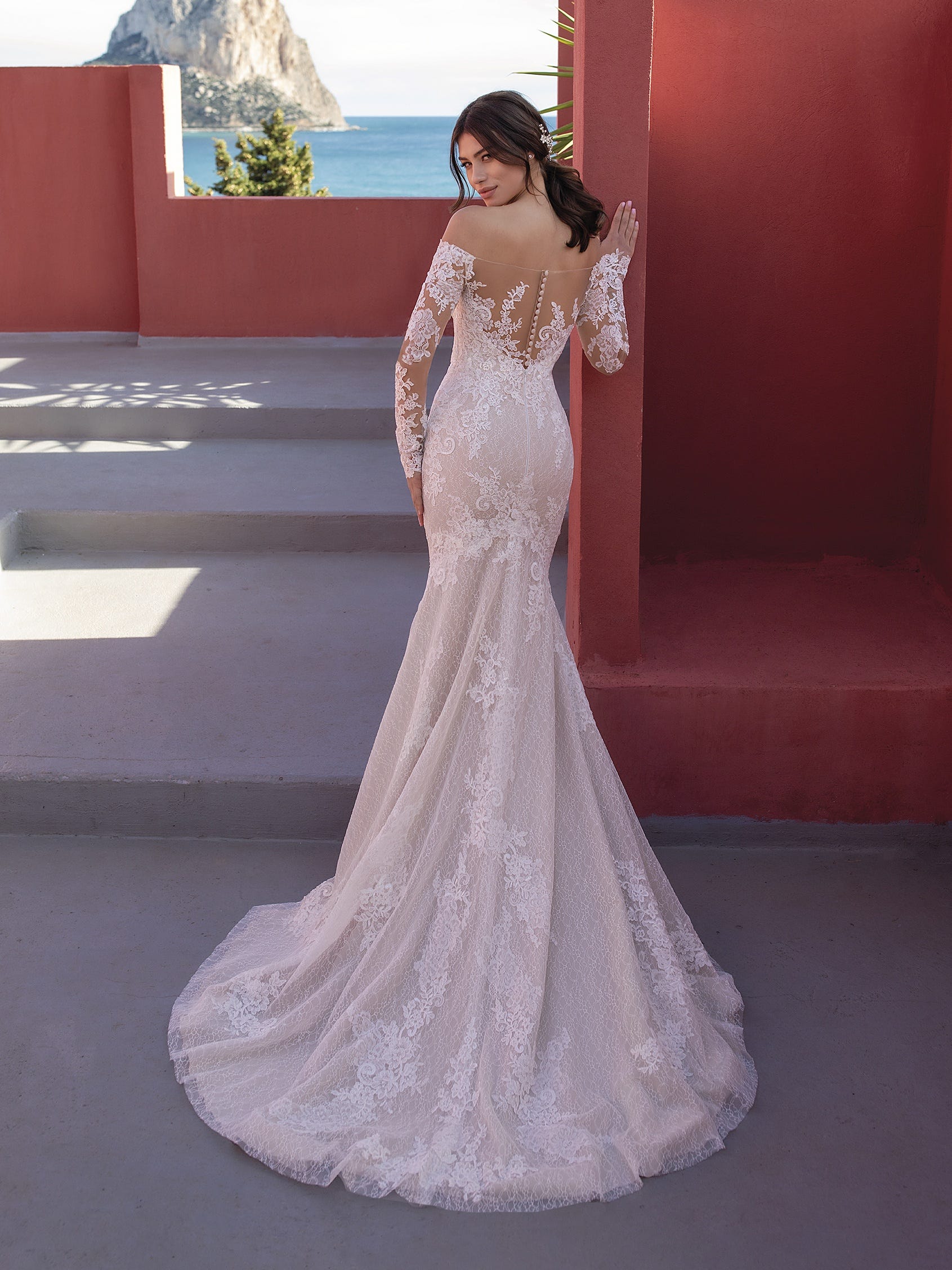 White One Bridal LILY Size 12 Lace Mermaid Wedding dress off the shoulder Long - Image 3