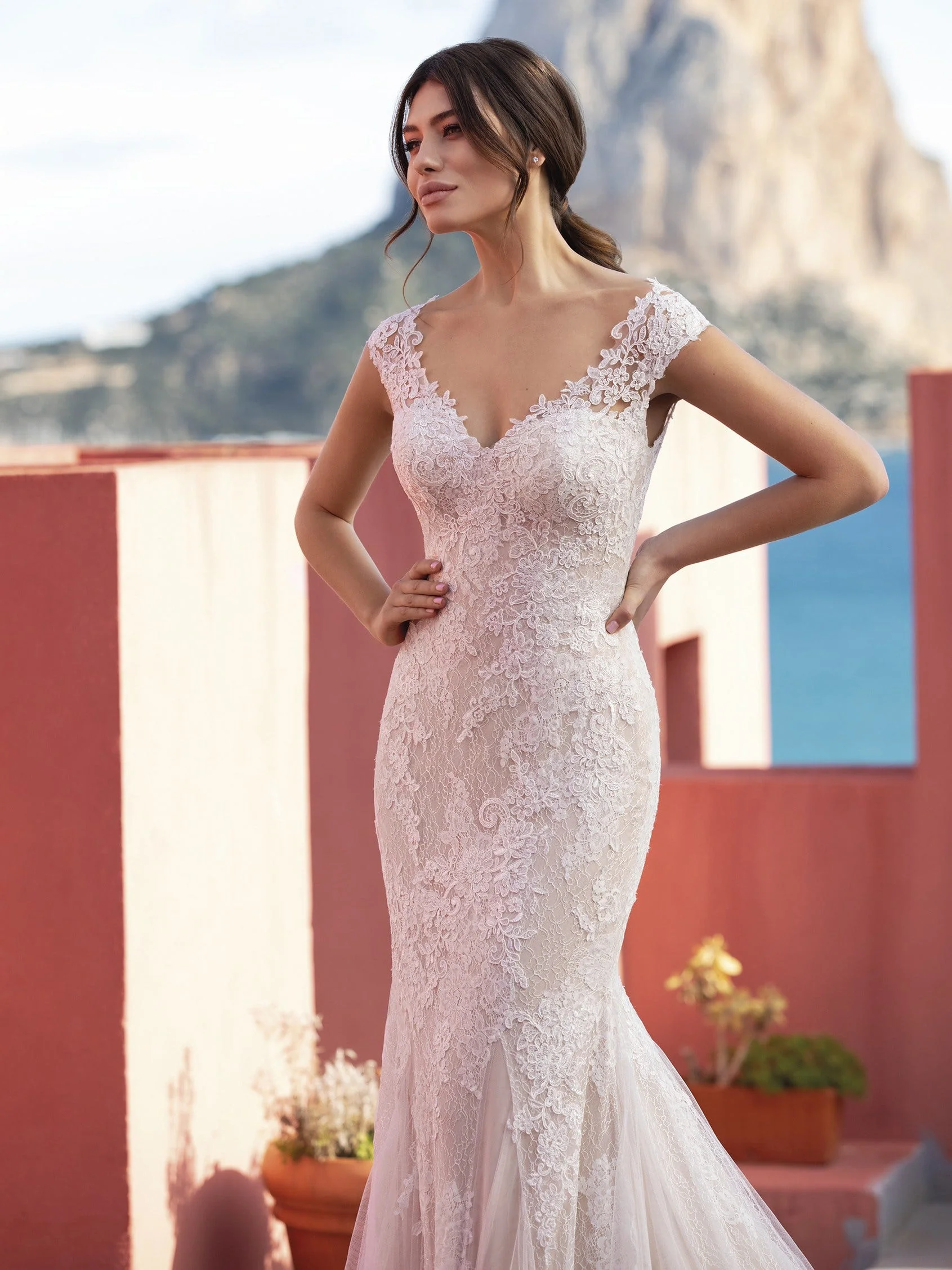 White One CICELY Size 12 Lace Mermaid Wedding Dress Bridal - Image 4
